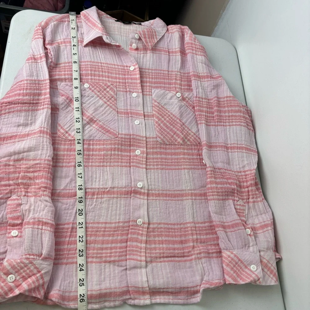 Sanctuary Tomboy Shirt Gauzy Cotton Pink Plaid